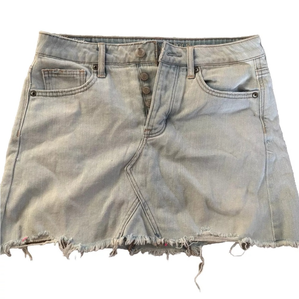 American Eagle Size 4 Button Fly Cut Off Jean Skirt